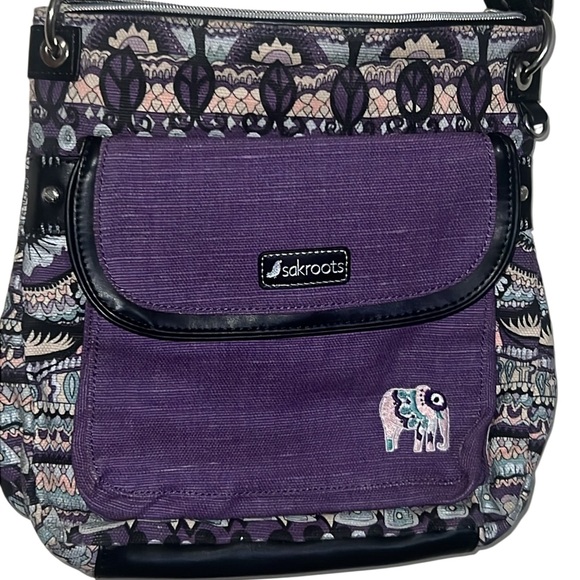 Sakroots Handbags - Sakroots Artist Circle Flap Crossbody bag purple canvas elephants
